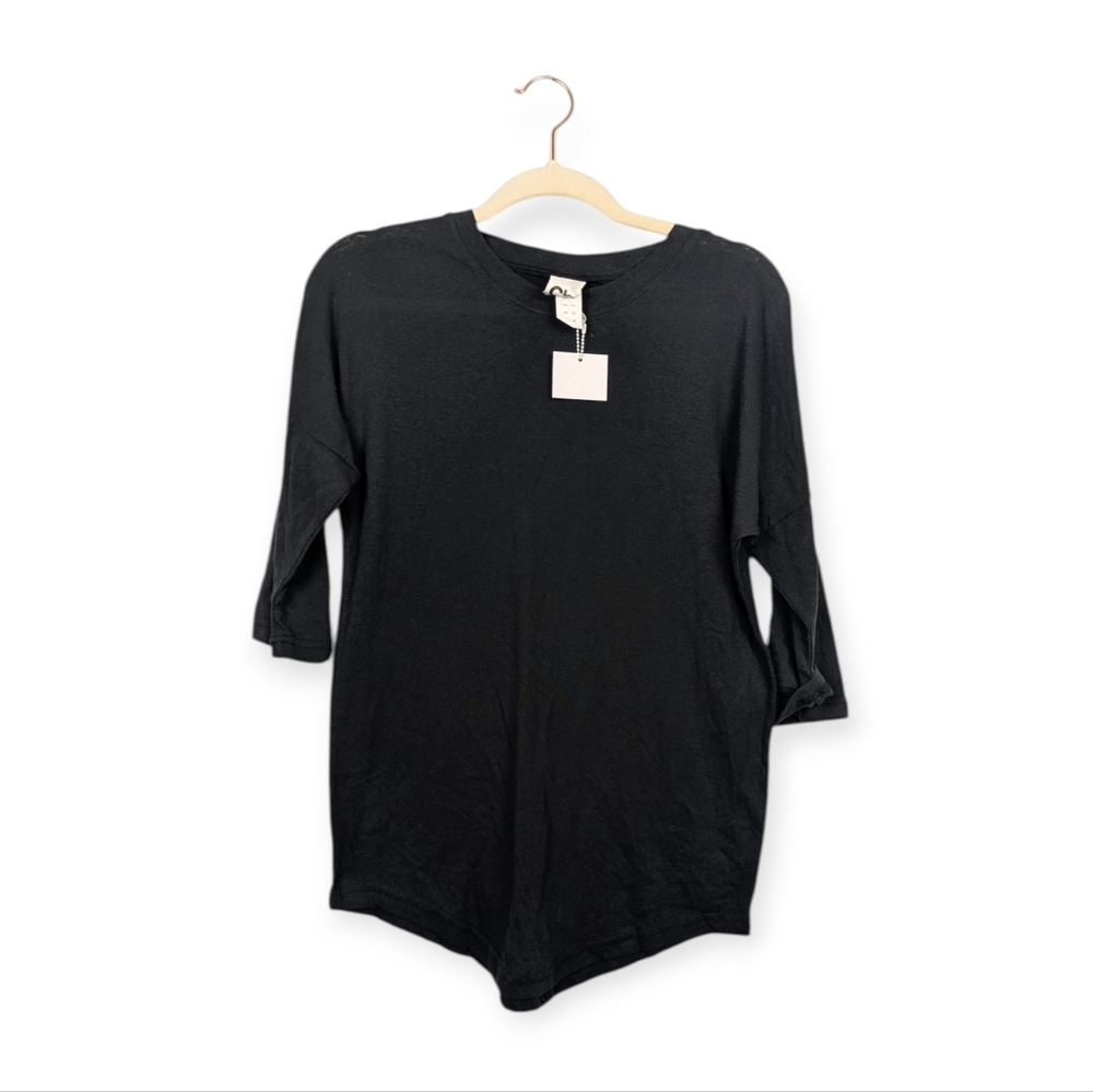 NWT Ch. Chapter Clothing Black 3/4 Sleeve Tunic Top Casual Basic Size L
